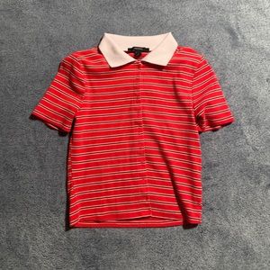 Striped Cropped Button up